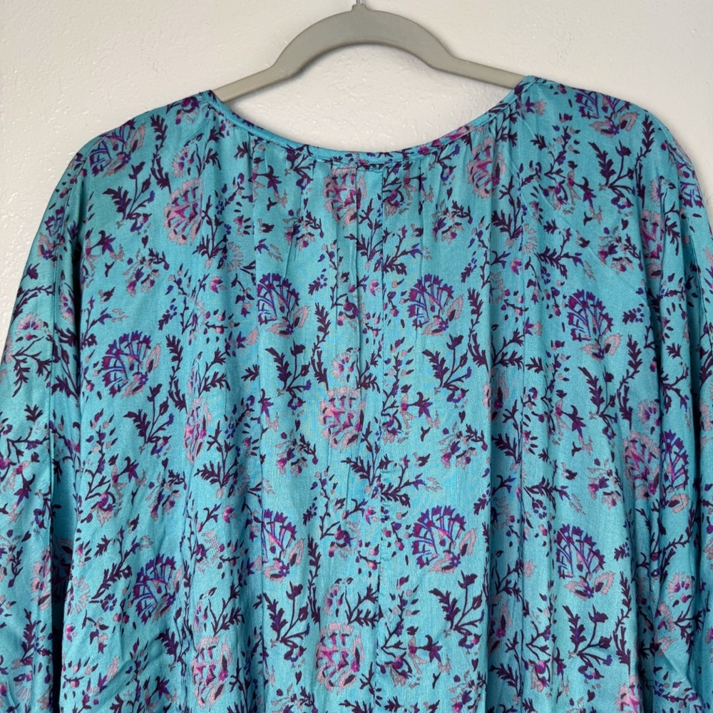 Sundance Arielle sweet floral silk top dolman sleeve tassel blouse S - Picture 8 of 12